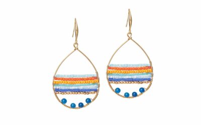 Boho Teardrop Earrings – Multicolor Blue